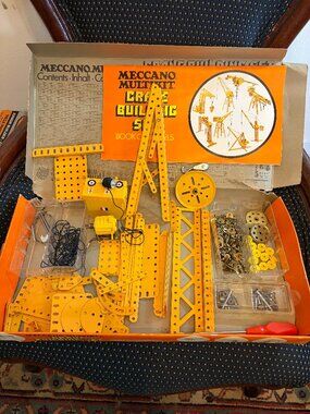 Vintage 1970s Meccano Multikit Crane Building Set Constructor Toy Used
